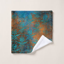 Toalha De Rosto Boho Blue Floral Damask Grunge