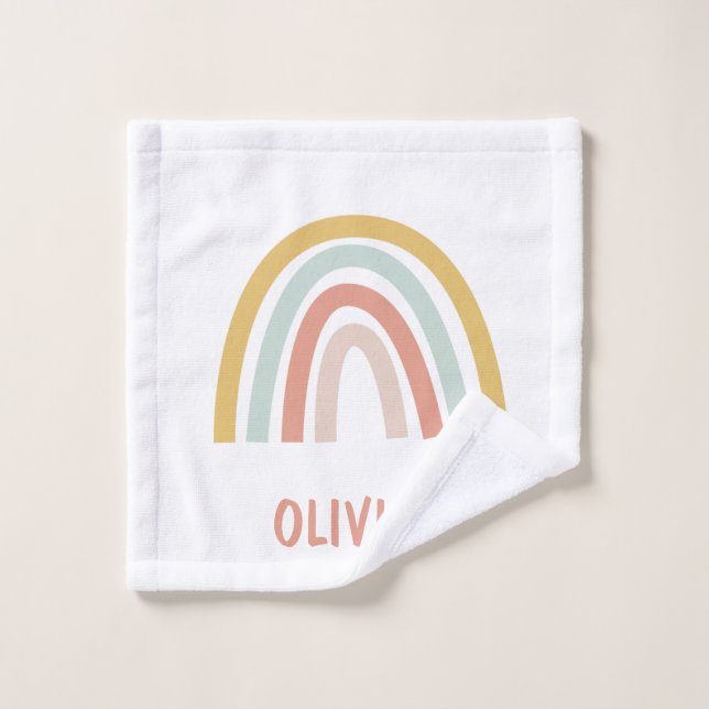 Toalha De Rosto Boho Rainbow Kids Personalizados (Pano de lavar)