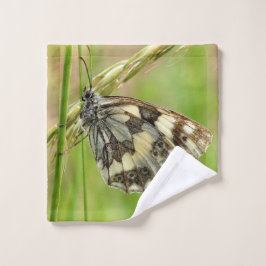 Toalha De Rosto Borboleta branca marmoreada na grama