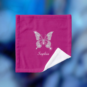 Toalha De Rosto Borboleta Diamante Branca, Nome do Script, Deep Fu