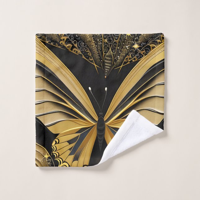 Toalha De Rosto Borboleta em preto (Pano de lavar)