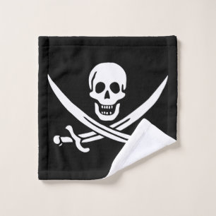 Toalha De Rosto Branco, Bandeira Pirata, Calico Jack, Caveira e Cu