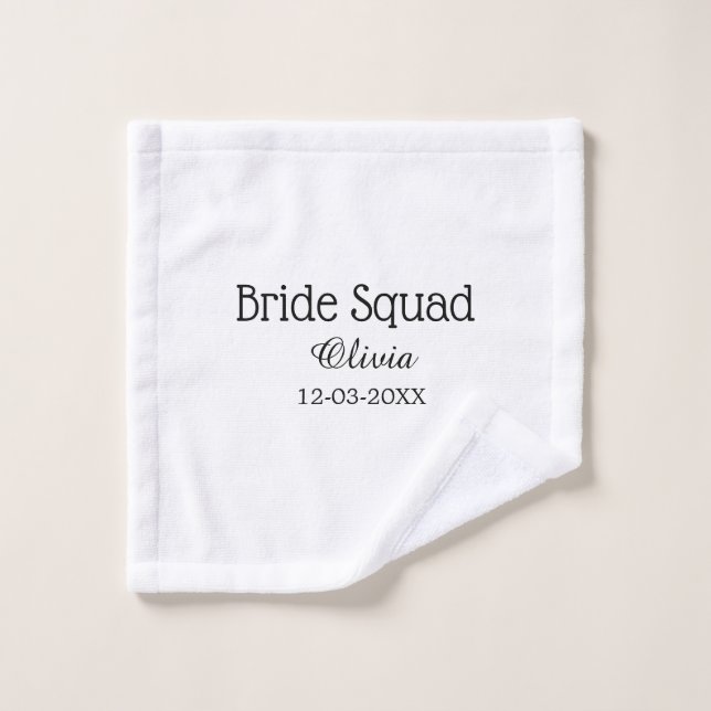 Toalha De Rosto Bride squad bridesmaid add name bachelorette party (Pano de lavar)