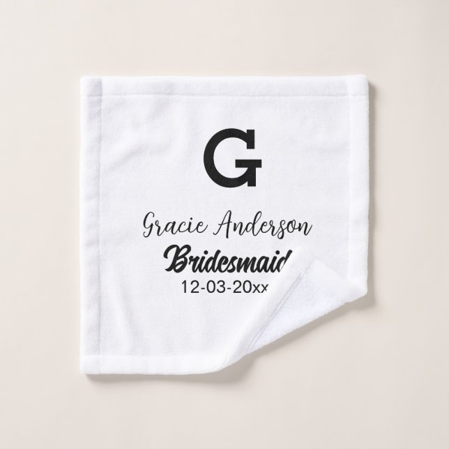 Toalha De Rosto Bridesmaid adiciona nome monograma simples e moder (Pano de lavar)