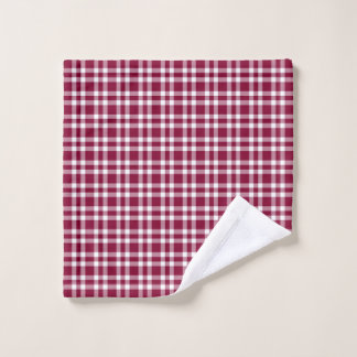 Toalha De Rosto Burgundy White Plaid Pattern