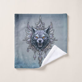 Toalha De Rosto Cabeça mística de lobo.