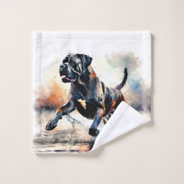 Toalha De Rosto Cachorro Cane Corso em aquarela (Pano de lavar)