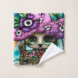 Toalha De Rosto Cachorro chihuahua de férias em palmeiras