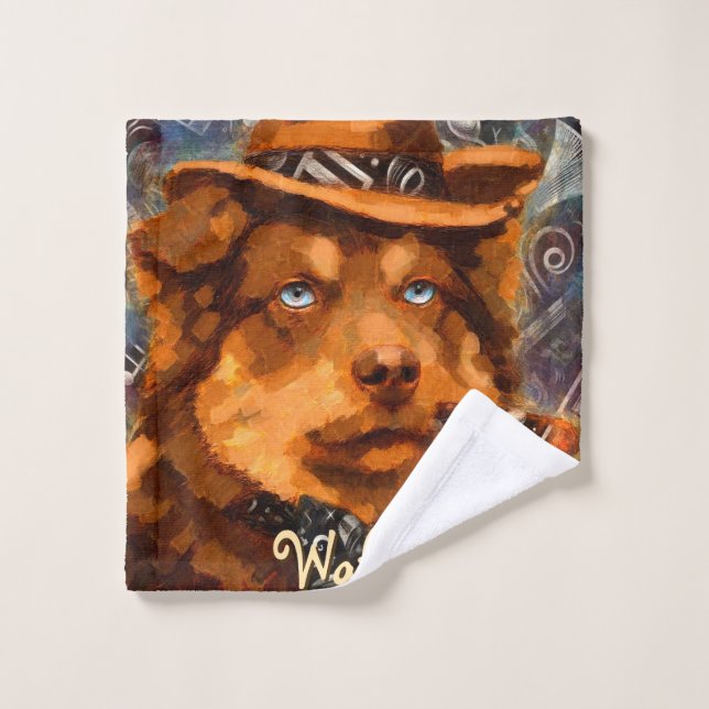 Toalha De Rosto Cachorro Gangster Bonito com Olhos Azuis Personali (Pano de lavar)