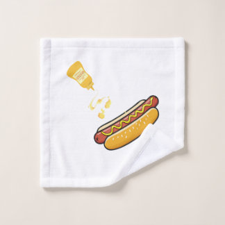 Toalha De Rosto Cachorro-Quente & Garrafa de Mostarda Fofos