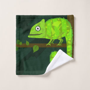 Toalha De Rosto Camaleão bonito verde
