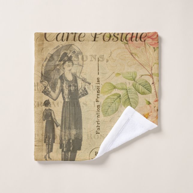 Toalha De Rosto Cartaz floral francês ventiço de moda (Pano de lavar)