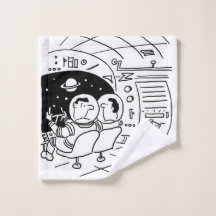 Cartoon de nave espacial com entrega de cartas