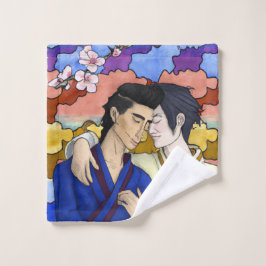 Toalha De Rosto Casal gay no estilo da arte ukiyo-e japonesa