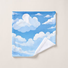 Toalha De Rosto Céu Cheio de Nuvens | Pintura de Céu Azul em Aquar