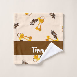 Toalha De Rosto Chaves Douradas da casa a rosa