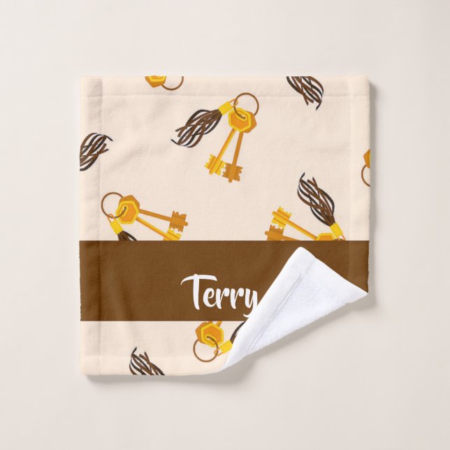 Toalha De Rosto Chaves Douradas da casa a rosa (Pano de lavar)