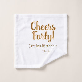 Toalha De Rosto Cheers forty orange brown calligraphy birthday nam