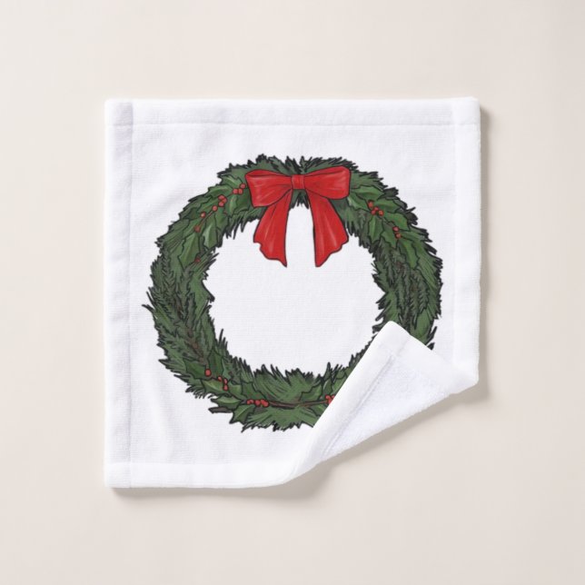Toalha De Rosto Christmas Wreath Classic (Pano de lavar)