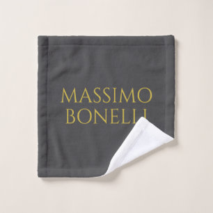 Toalha De Rosto Cinza & Dourado Minimalista Moderno Elegante Seu N