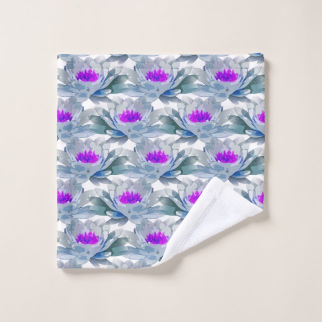 Toalha De Rosto Cinza e padrão de flores roxas (Pano de lavar)