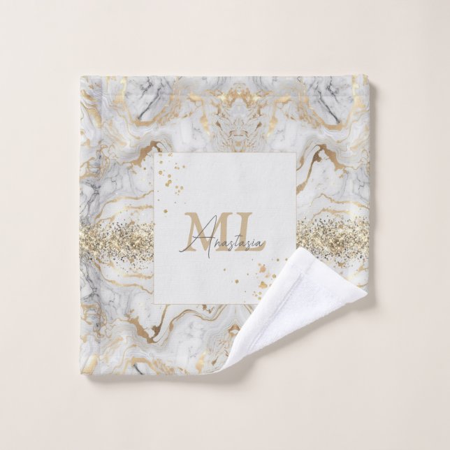 Toalha De Rosto Cinzas brancas de padrão popular e mármore falso o (Pano de lavar)