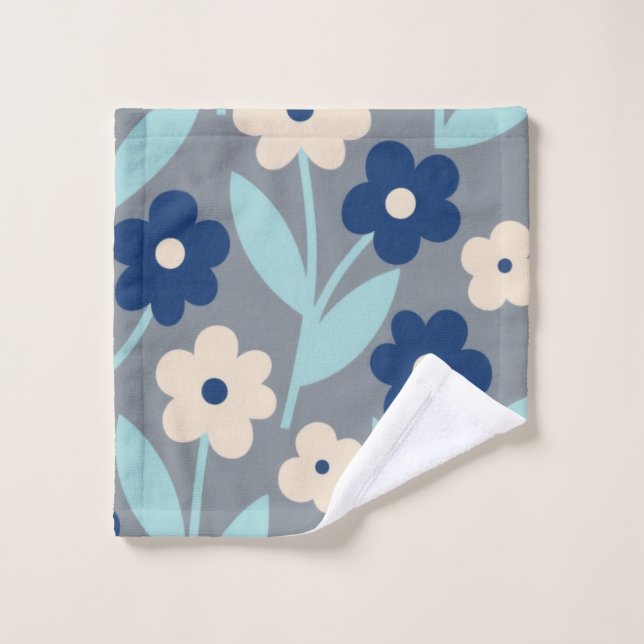 Toalha De Rosto Coastal Calm Florals | Indigo & Turquoise pattern (Pano de lavar)