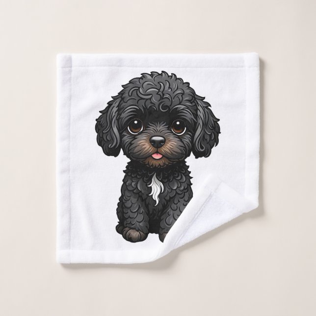 Toalha De Rosto Cockapoo Preto (Pano de lavar)