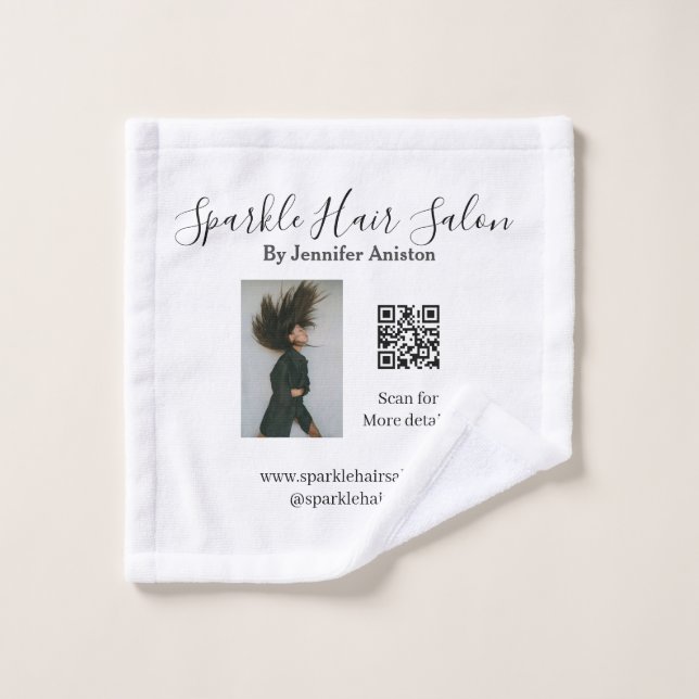 Toalha De Rosto Código QR para pequenas empresas do salão de cabel (Pano de lavar)