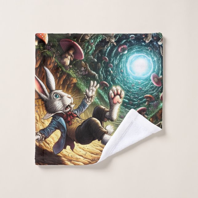 Toalha De Rosto Coelhinho Pânico Caindo No Buraco Do Coelho (Pano de lavar)