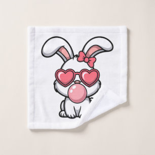 Toalha De Rosto Coelho Kawaii Divertido com Bolha de Chiclete