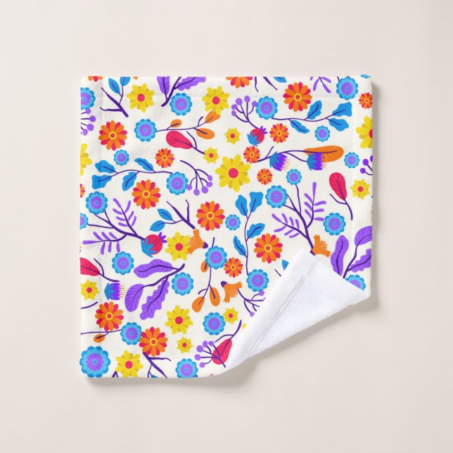 Toalha De Rosto Colourful Exotic Floral Pattern-23146 (Pano de lavar)