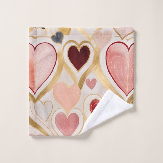 Toalha De Rosto Corações de Amor (Pano de lavar)