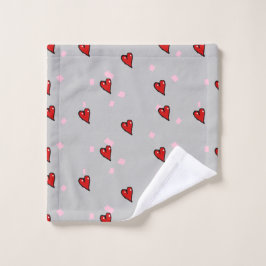 Toalha De Rosto Corações vermelhos nas cinzas