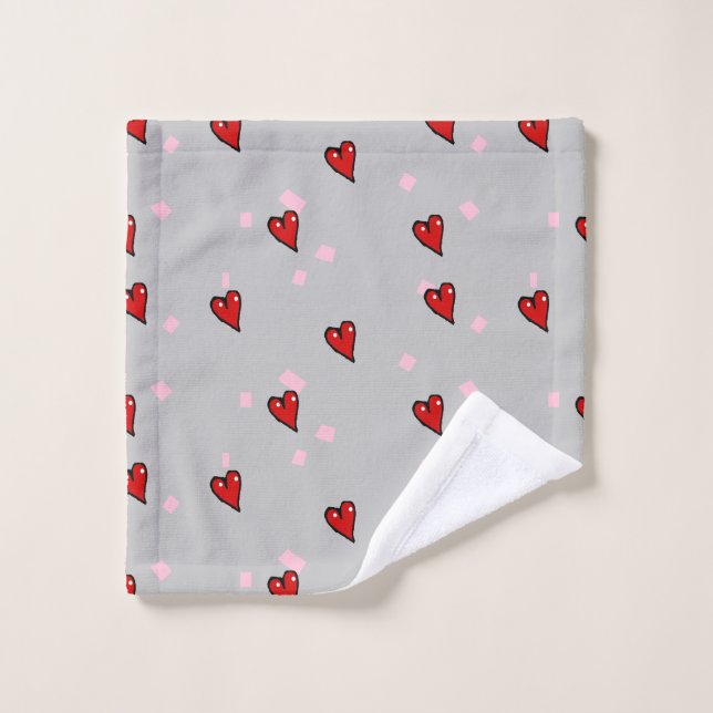 Toalha De Rosto Corações vermelhos nas cinzas (Pano de lavar)