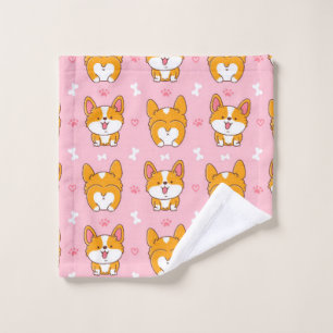 Toalha De Rosto Corgão de corgi feliz e bonito, padrão perfeito