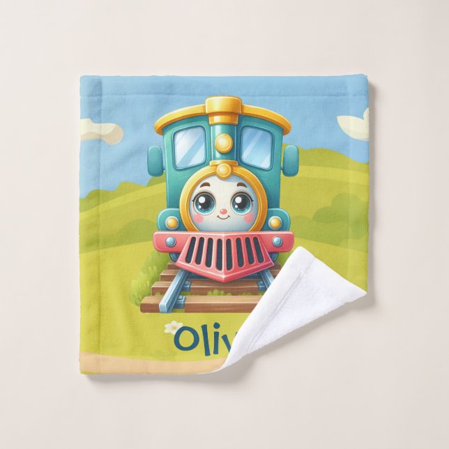 Toalha De Rosto Crianças De Comboio Coloridas E Bonitas" (Pano de lavar)