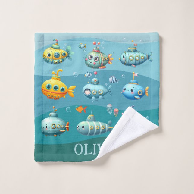 Toalha De Rosto Crianças Engraçadas De Padrões Submarinos (Pano de lavar)