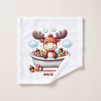 Toalha De Rosto Cute Baby Moose Bath Time Cartoon Illustration