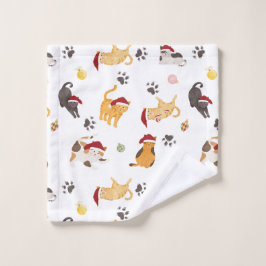 Toalha De Rosto Cute Holiday Cat Pattern