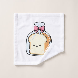 Toalha De Rosto Cute Kawaii Cartoon Illustration of Sliced Bread 