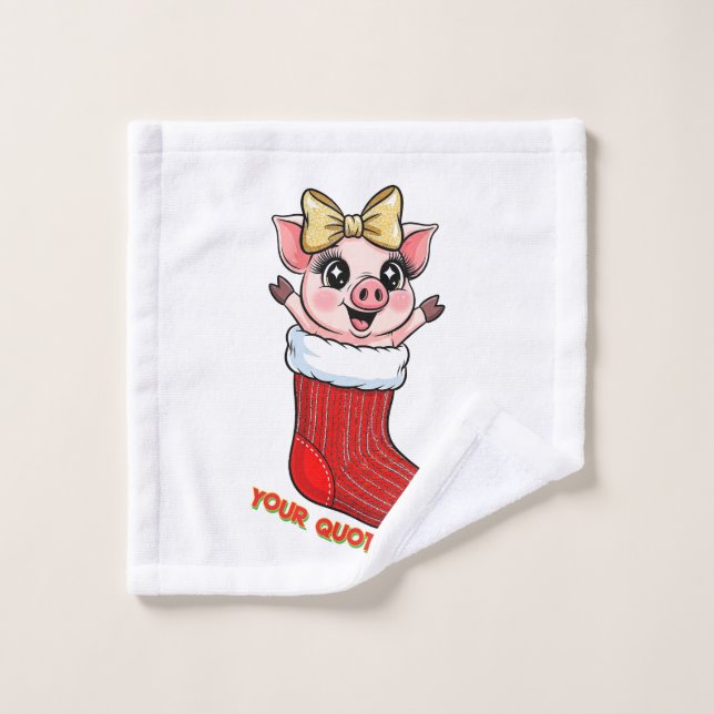 Toalha De Rosto Cute Pig in Christmas Stocking (Pano de lavar)