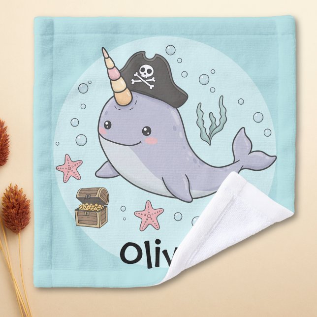 Toalha De Rosto Cute Pirate Narwhal (Criador carregado)
