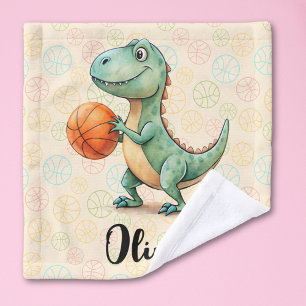 Toalha De Rosto Cute Trex Jogando Basquete Personalizado