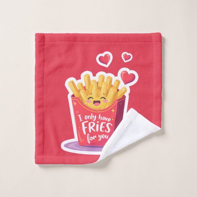 Toalha De Rosto Cute Valentine French Fries Pun (Pano de lavar)