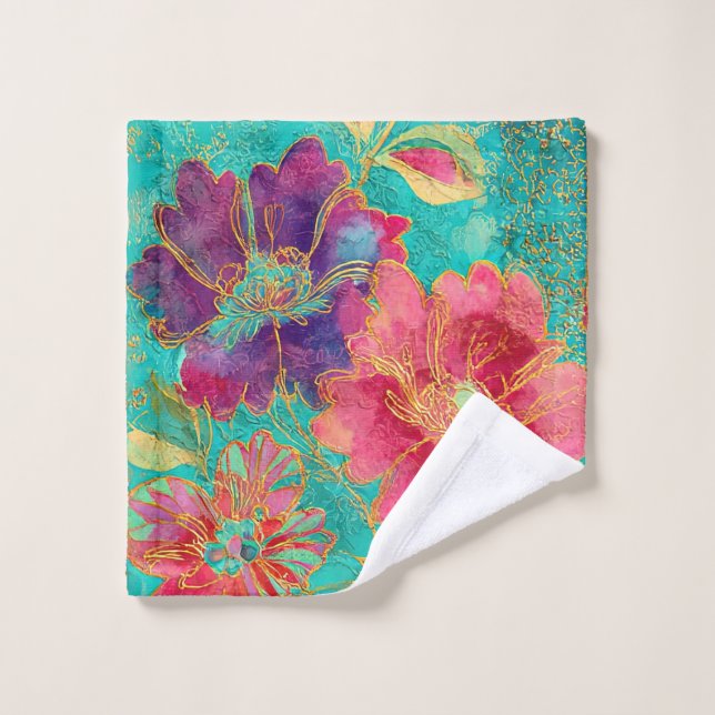 Toalha De Rosto desenho de flores exóticas (Pano de lavar)