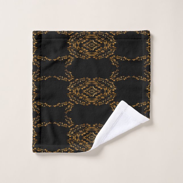 Toalha De Rosto Design abstrato e florescente Dourado (Pano de lavar)