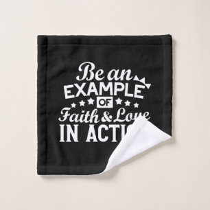 Toalha De Rosto Design de Motivação Cristã - Fé, Amor e Ato