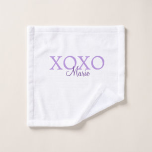 Toalha De Rosto Dia de os namorados Xoxo adicione nome pastel roxo