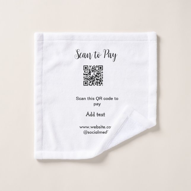 Toalha De Rosto Digitalizar para pagar digitalização código QR adi (Pano de lavar)